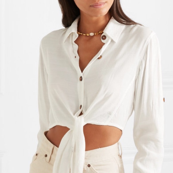 Faithfull The Brand Beau Rivage Cropped Shirt - Picture 4 of 6